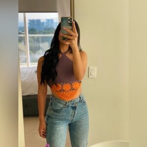 Zara Crochet Knitted Top with Halter Neckline